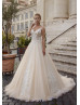 Beaded Ivory Lace Champagne Tulle Wedding Dress
